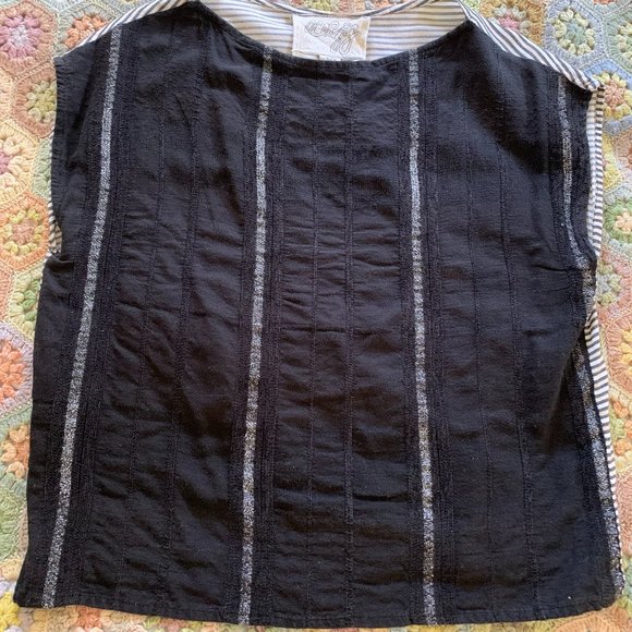 Ace & Jig Tops - Ace & Jig Black Striped Boxy Sleeveless Top Small